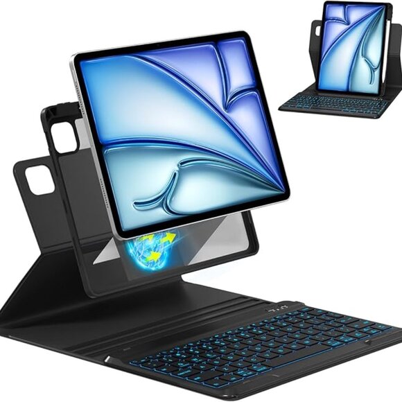 🆕Magnetic Keyboard Case for iPad Pro 12.9" (6th, 5th, 4th, 3rd Gen) Black 360° - Picture 1 of 2